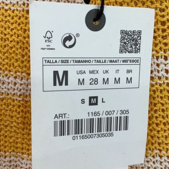 NWT Zara Yellow White Striped Knit High-Rise Pull-On Flared Pants Size Medium - Picture 5 of 9